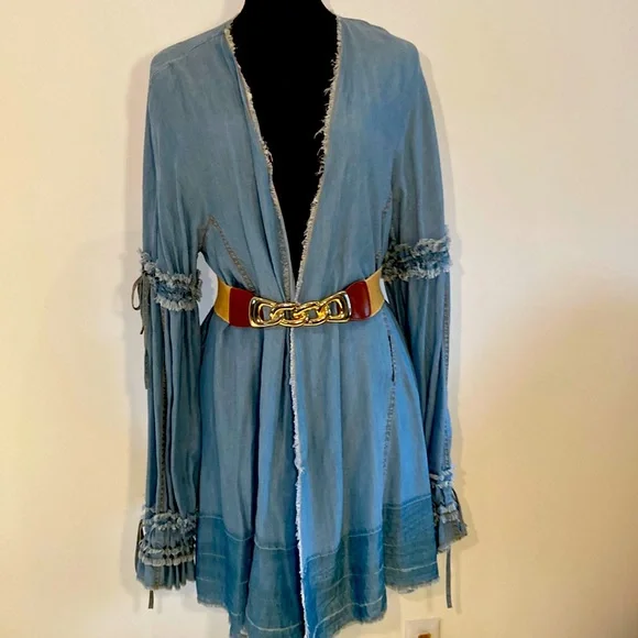 Vintage stretch belt with large gold chain link buckle - Picture 1 of 12